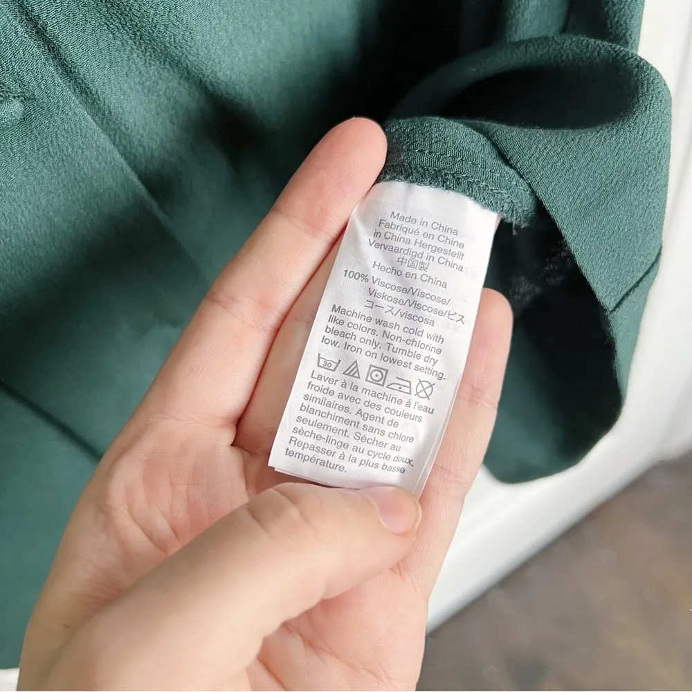 Madewell • Novel Button Front Long Sleeve Dress mini shift Smoky Spruce green - Image 6