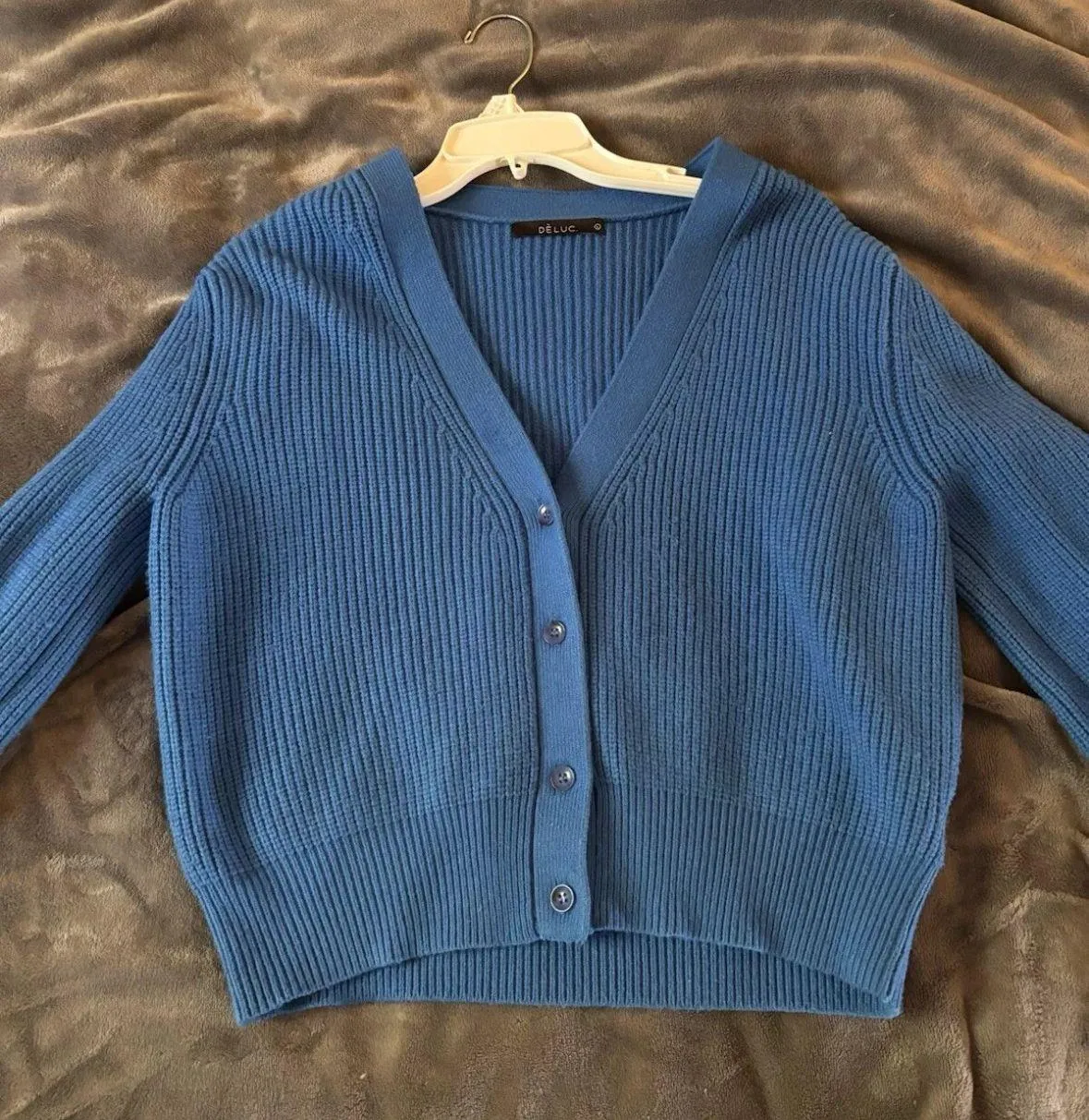Deluc Blue Sweater Knit Size large Warm - Image 2
