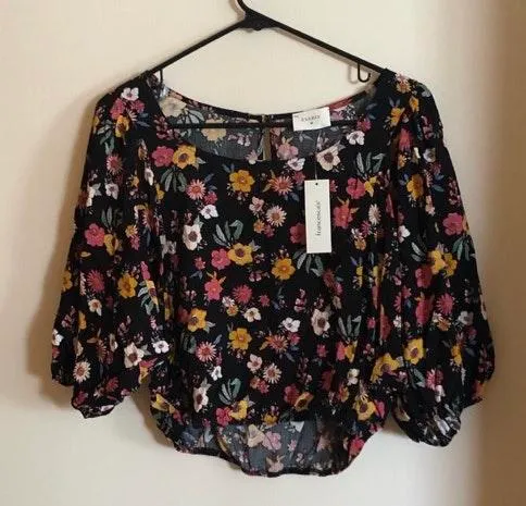 Floral Crop Blouse Small - Image 5
