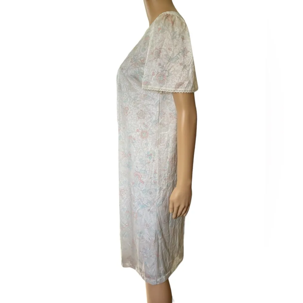 Vanity Fair Vintage 60s Boho Pastel Floral Two Piece Lingerie Slip Peignoir Set - Image 9