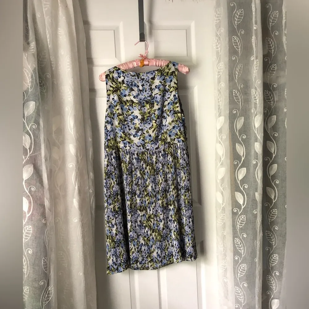 J. Jill Granite Water Floral Bloom Accordion Pleated Dress Knee Length Size L Size L - Image 7