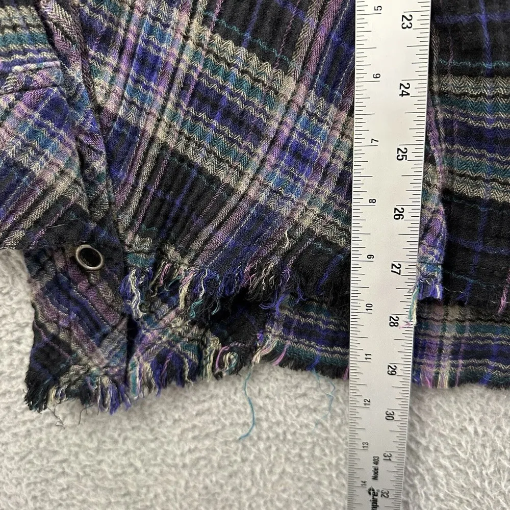 Free People Juniper Ridge Snap Side Plaid Button Up Shirt Boho Grunge‎ Women's S - Image 8