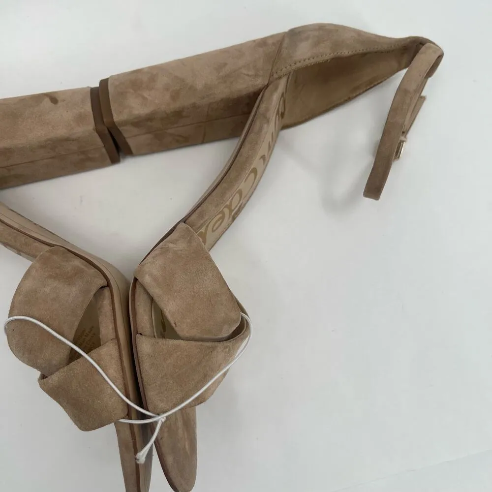 SAM EDELMAN Heels Yancy Size 10 Suede Leather Ankle Strap Block Heel Tan Shoes - Image 9