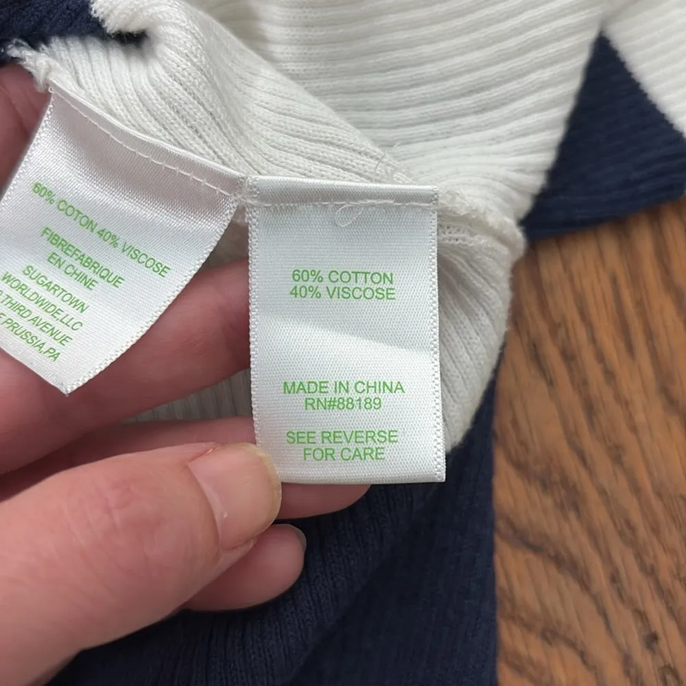 Lilly‎ Pulitzer Cadee Sweater Navy White Party Paradise Diagonal Striped size S - Image 6