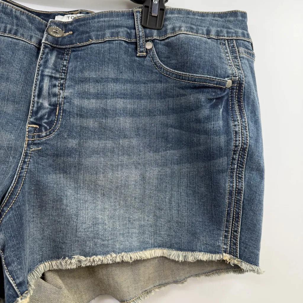Torrid vintage stretch 3.5in medium wash denim jean shorts fray hem plus sz 20 - Image 2