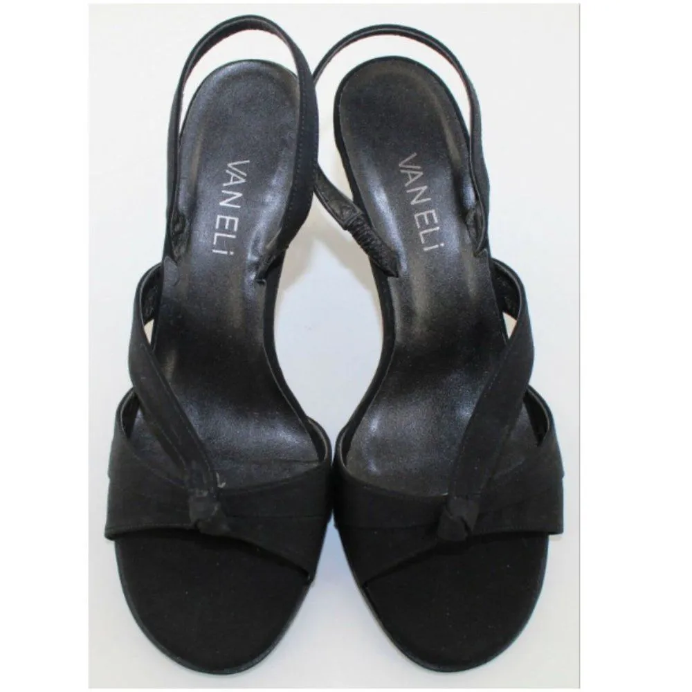 Van Eli Laban Black Open Toe Slingbacks Heels 6.5 - Image 3
