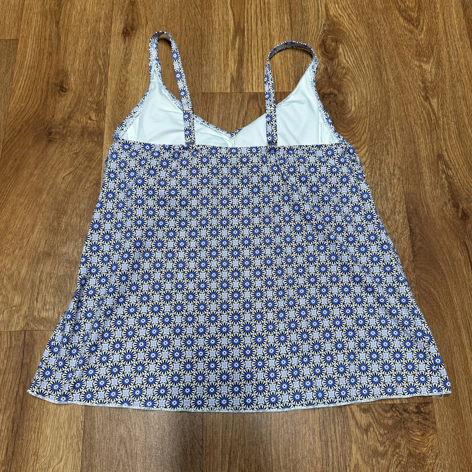 Lands End Womens Purple Micro Print Tankini Swim Top Wrap Style Size XS 2-4 - Image 2