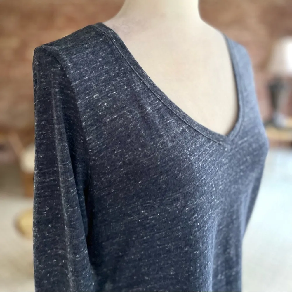 Sonoma Everyday Top Blue Heathered Tee Shirt S Casual Work Long Sleeve V-Neck - Image 10