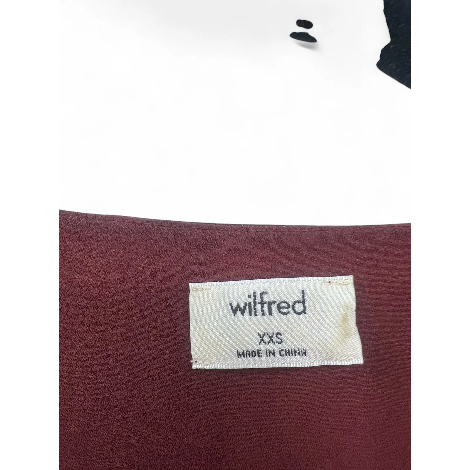 Aritzia WILFRED | XXS | Ruffle Wrap Women's Burgundy Dress Semi Sheer Mini Short - Image 6