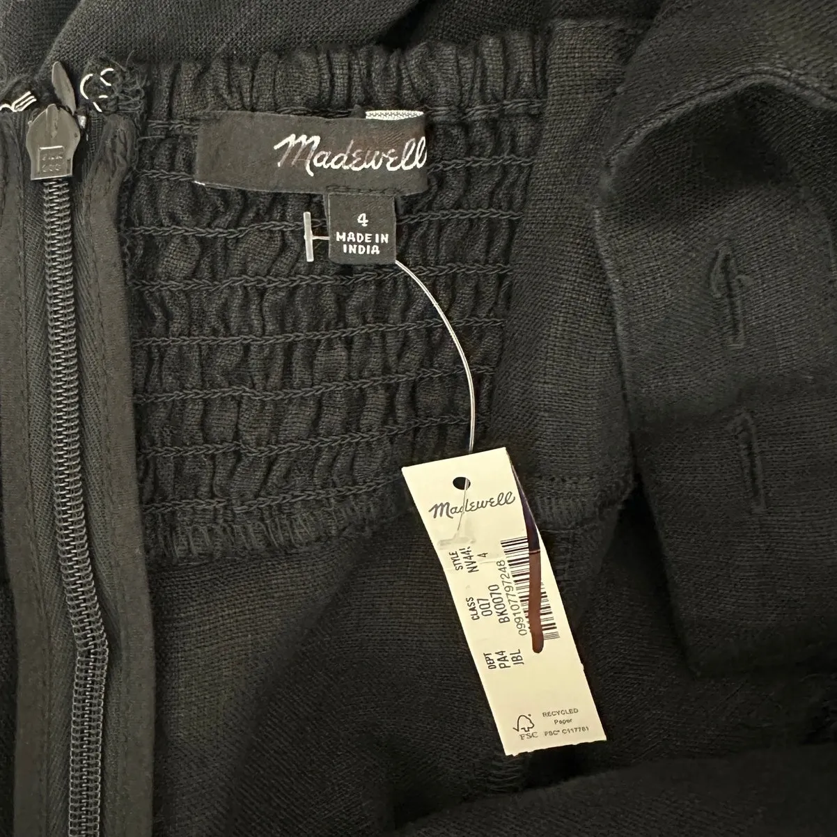 Madewell Squareneck Wide Leg Jumpsuit 100% Linen Black Minimalist US 4 NWT - Image 9