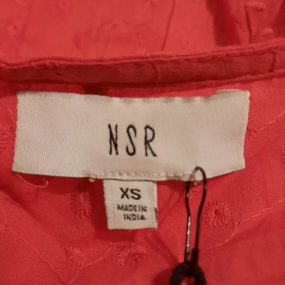 NSR Kailani Dress Women's XS Extra Small Red Short Sleeve Tiered Ruffle Casual - Image 9