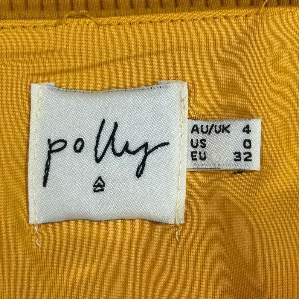 Princess Polly Mustard Ribbed Bodysuit Size 0 US / AU 4 - Image 3