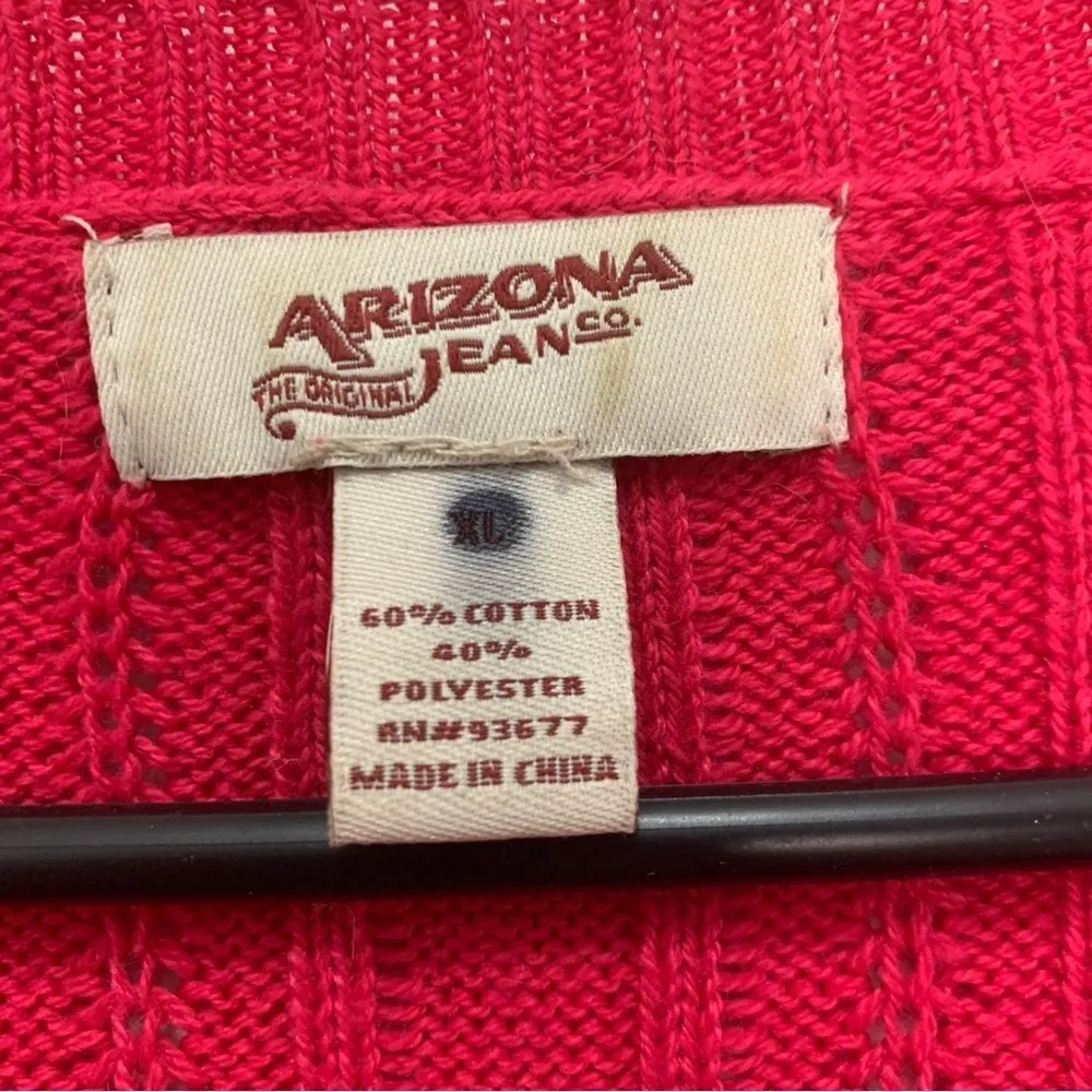 Arizona Jean Co Dark Pink Cable Knit Sweater Size XL - Image 4