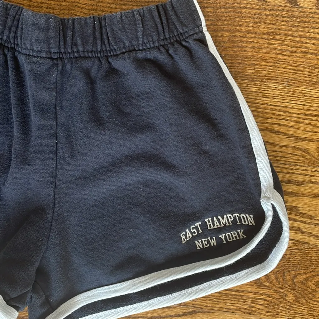 Brandy Melville John Galt Navy New York Contrast Trim Cotton Gym Shorts - Image 4