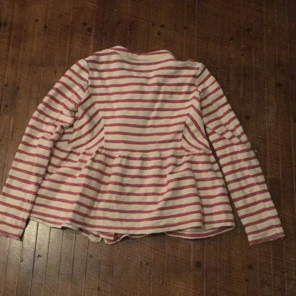 Free People military red stripe peplum ruffle boho  jacket - Image 3