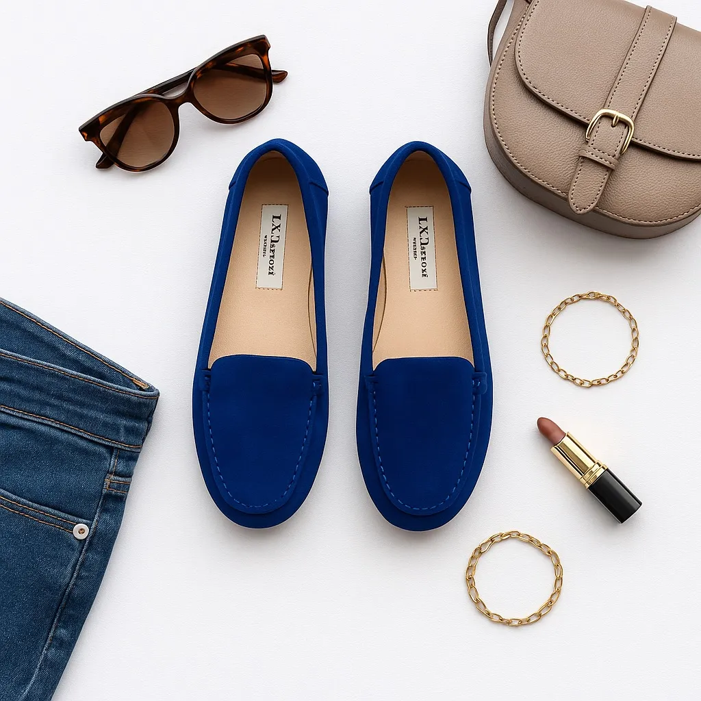 L.K. Bennett Blue Suede Loafers EU 36 US 5.5 Made in Italy Luxury Flat Chic NWOT - Image 3