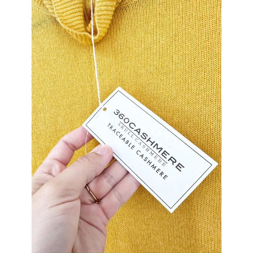 360 Cashmere Skull Cashmere Yellow Long Sleeve Turtleneck Pullover Sweater S NWT - Image 3