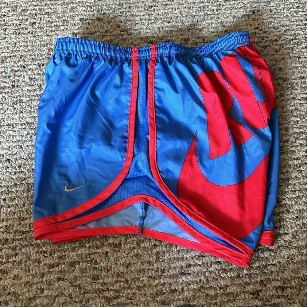 Nike Tempo Running Shorts Graphic Logo Blue Red Pink- Size Small - Image 3