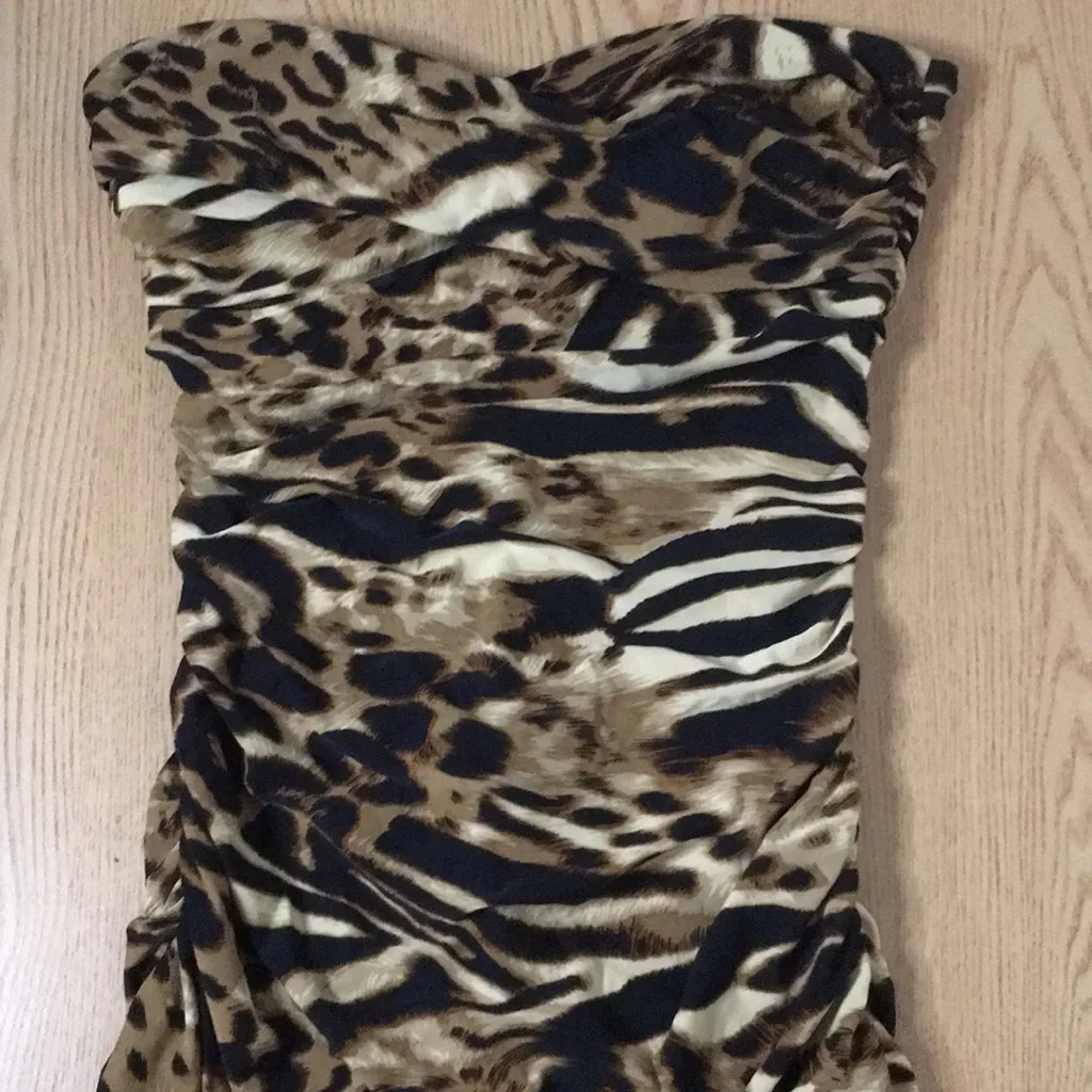 Women’s Alyn Paige NY Animal Print Ruched Strapless Dress Size Small - Image 2