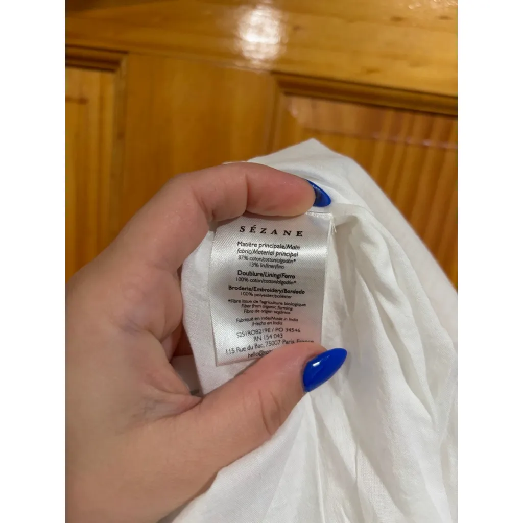 Sézane Robe Juliana Embroidered Aster Dress White Floral FR 36 (US 4) NWT - Image 7