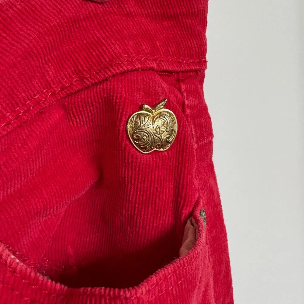 Vtg Y2K Apple Bottom Jeans Low Rise Red Corduroy Skinny Hot Pants Size 7/8 - Image 5