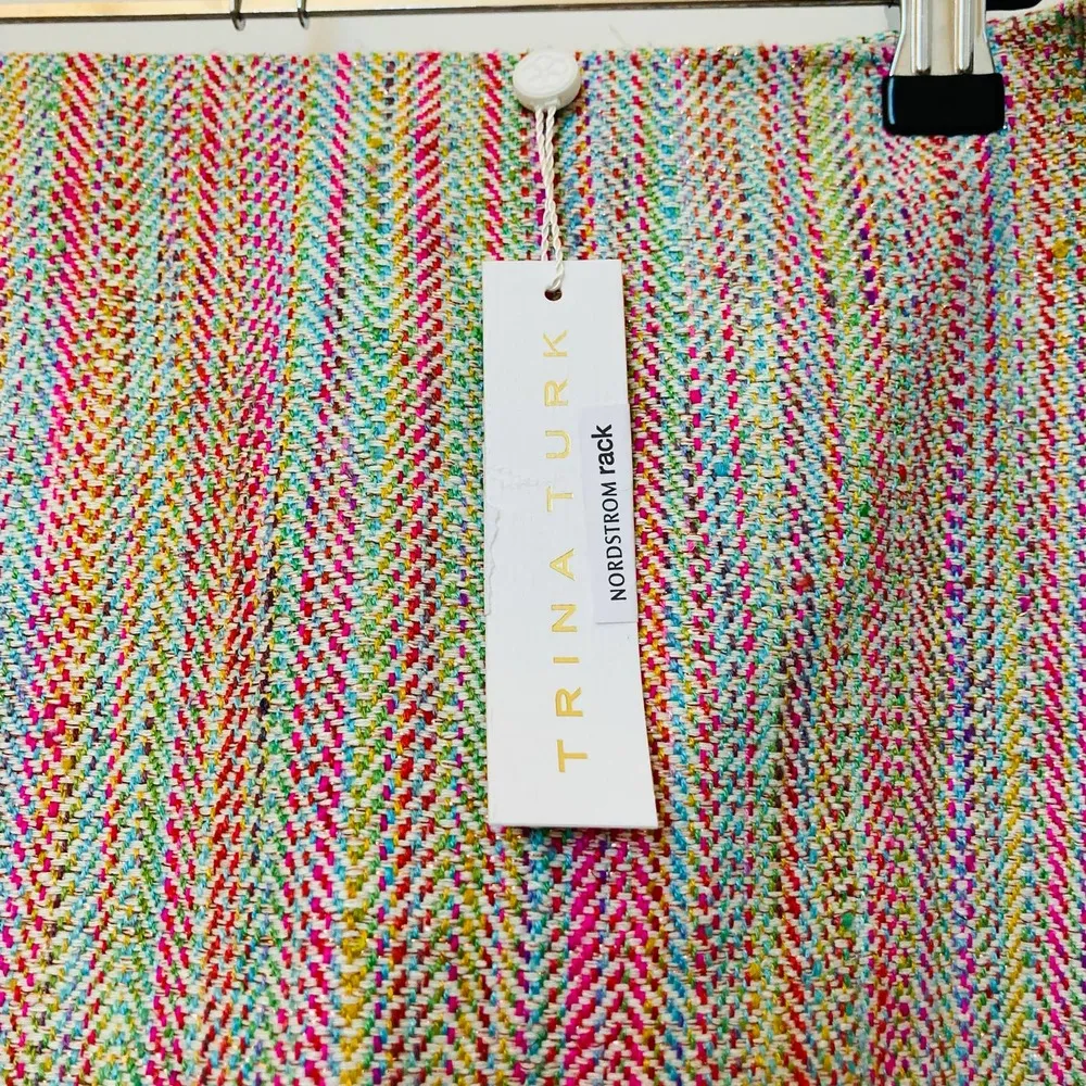 NWT Trina Turk Rico Multi Yucatan Tweed Silk Metallic Knit Mini Skirt Size 10 - Image 3