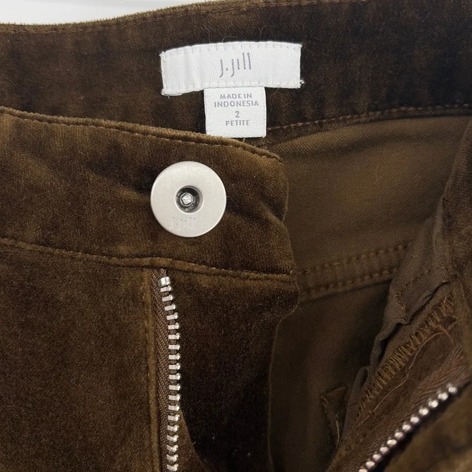 J.Jill Brown Velvet Pants 2P Winter Quiet Luxury Minimalist Olive Brown Preppy - Image 7