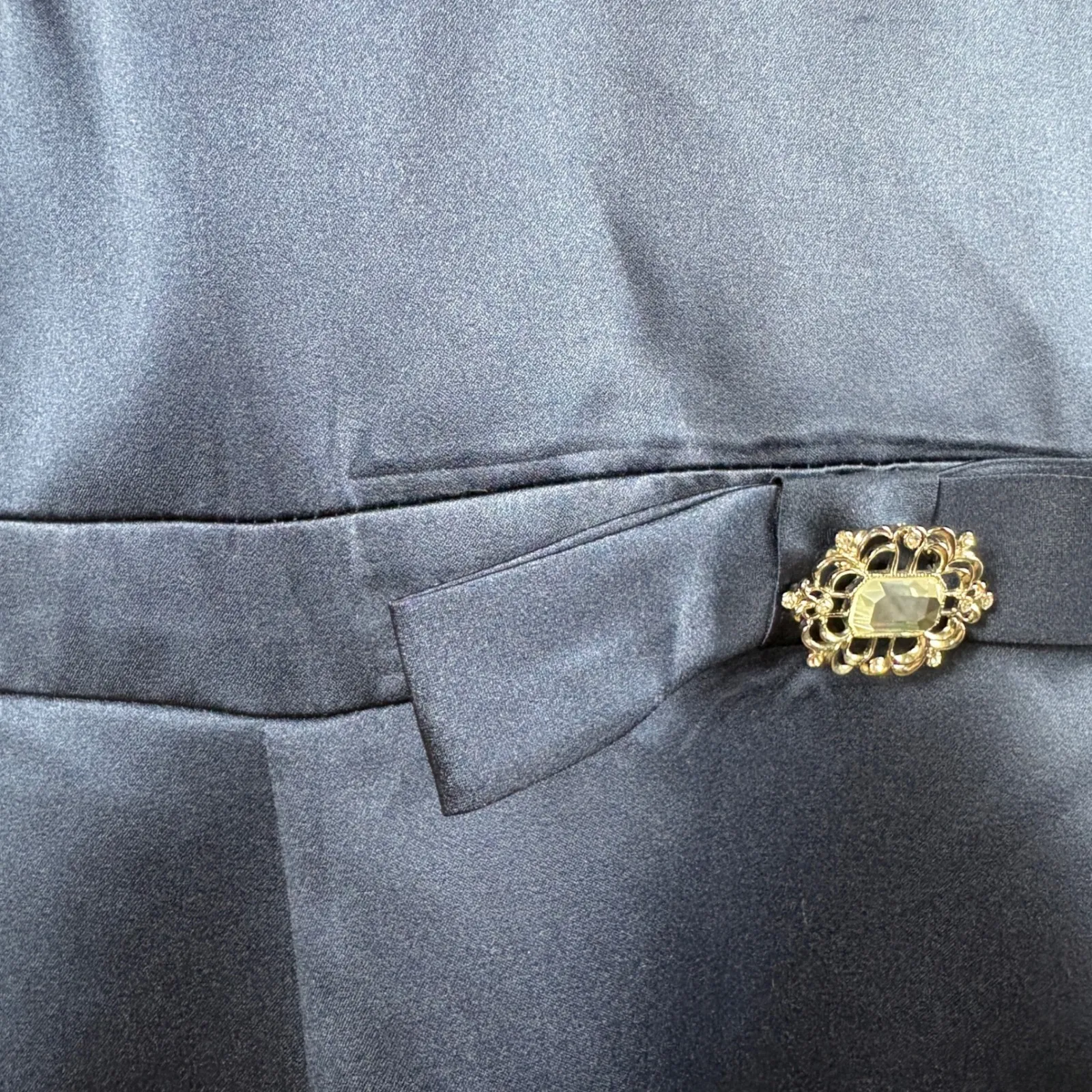 Alfred Angelo 7008 A-Line Dress Bridesmaid Homecoming Navy Blue Satin Size 16 - Image 5