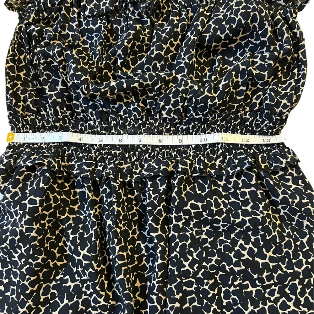 NWT Who What Wear Square Neck Tie Shoulder Giraffe Print Black/Tan Dress Small - Image 11