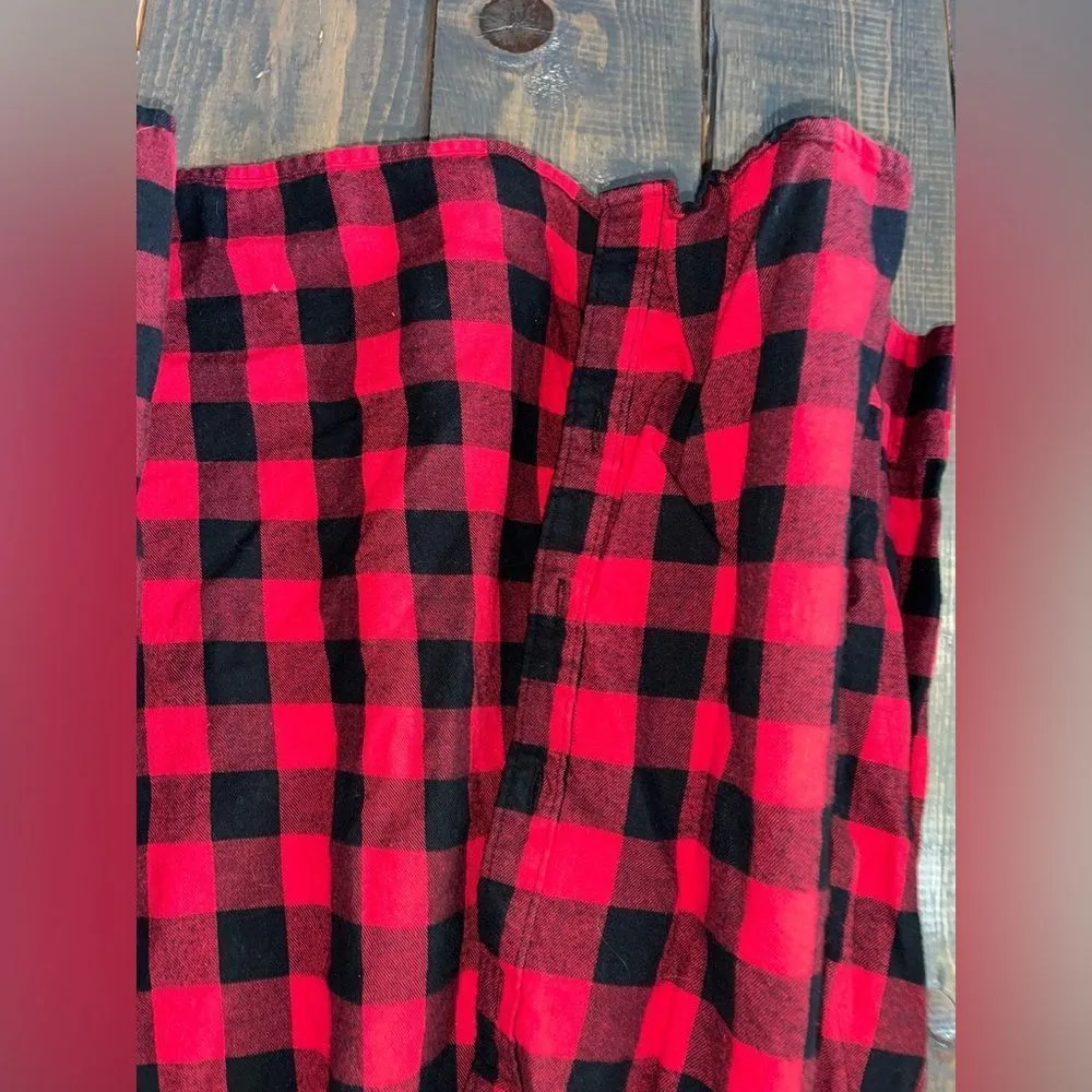 Red and Black Buffalo Plaid‎ Flannel Button-Down Shirt Casual Long Sleeve A55 - Image 5
