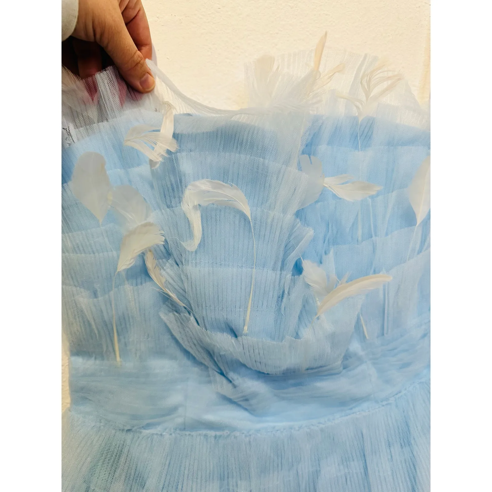 MAC DUGGAL 20529 Powder Blue Strapless Feathers Short Tulle Dress NWT sz 6 - Image 15