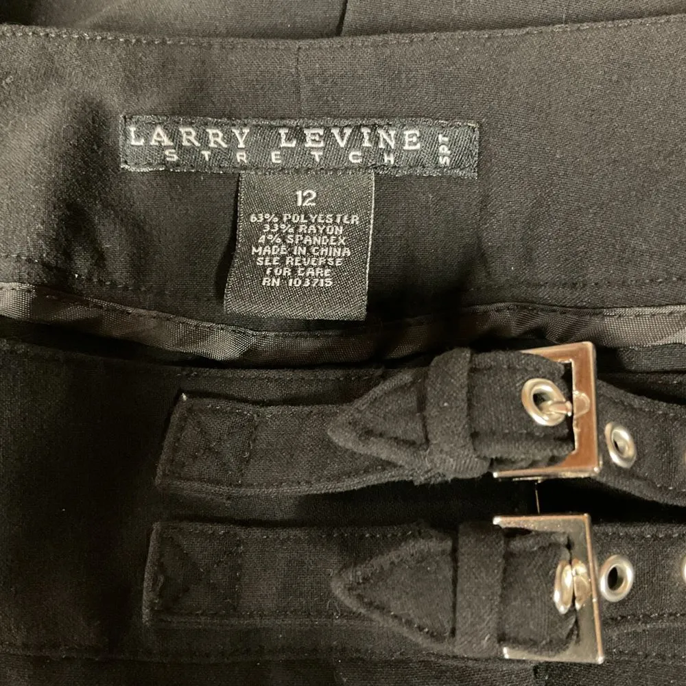 Larry‎ Levine Stretch Pencil Skirt Black Buckle Size 12 Classic Work Minimalist - Image 12