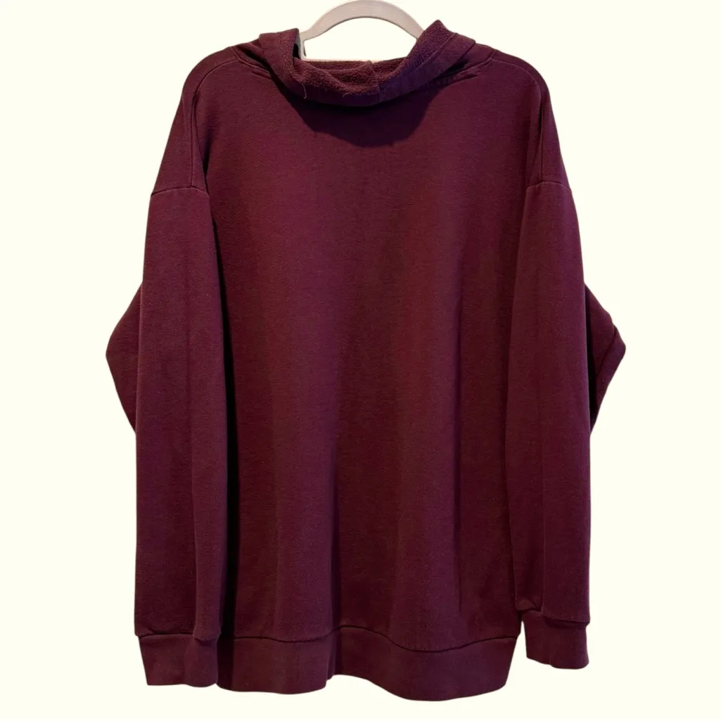 PINK Victorias Secret Cowl Neck Pullover LOGO Burgundy Size Medium - Image 3