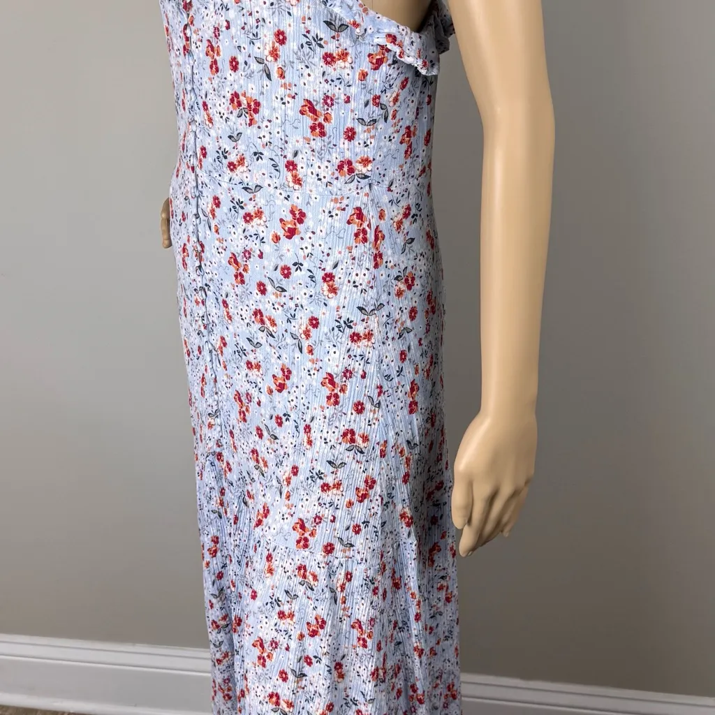 Hersy‎ Women’s Dress Sz L Babydoll Y2K Romantic Floral Fairy Midi Cottagecore Blue Size L - Image 12