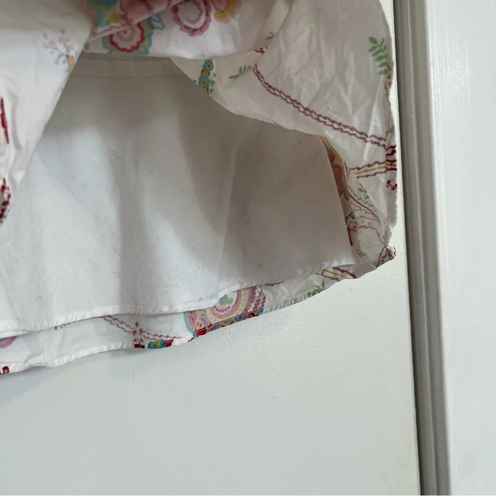 Y2K Tommy Hilfiger white colorful paisley floral mini skirt ruffle size 16 - Image 4