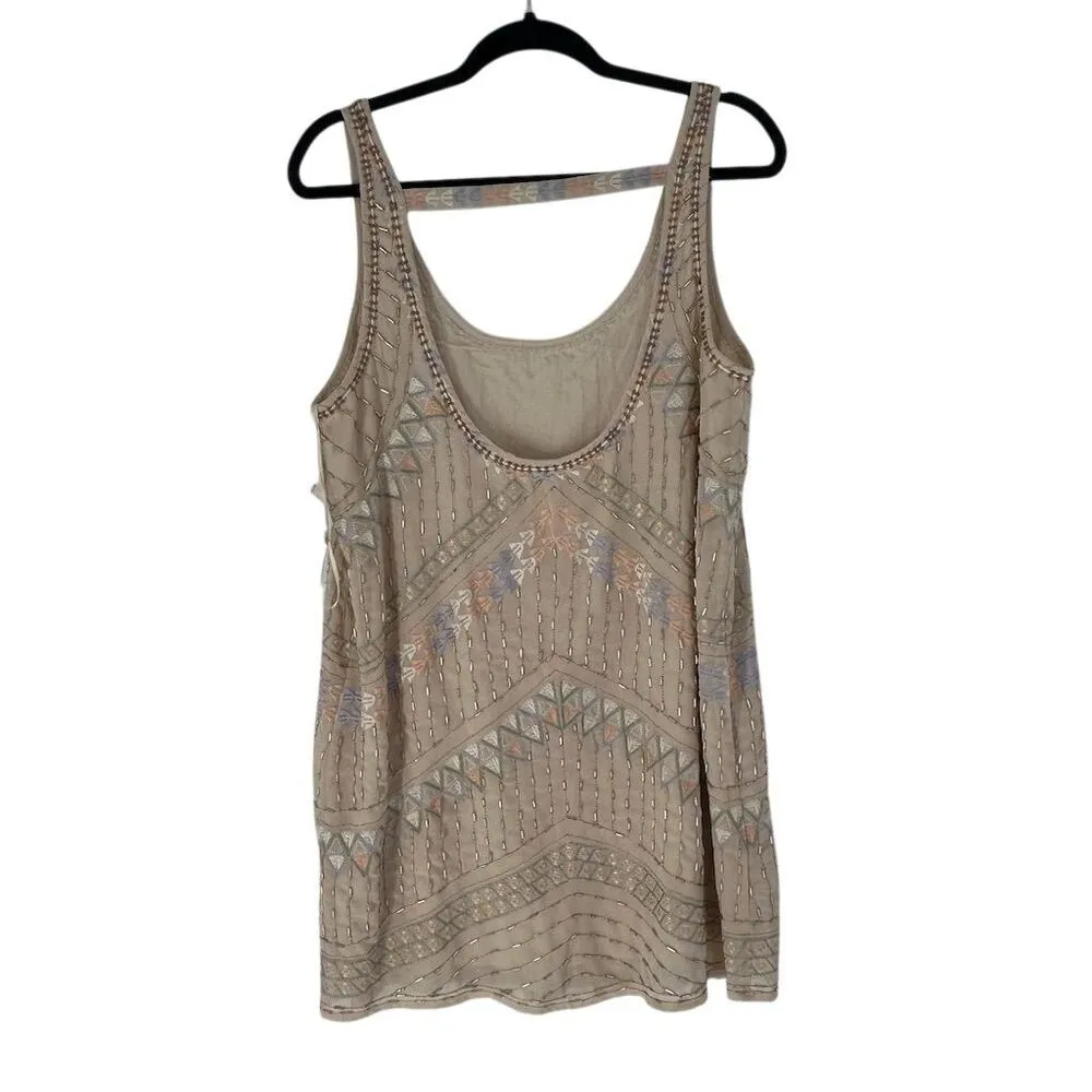 NWOT Free People Tribal Arrows Embellishment Beaded Shift Dress, size M - Image 10