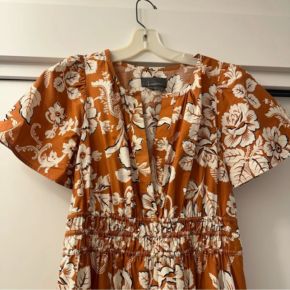 Anthropologie The Somerset Tiered Maxi Dress Burnt Orange Floral size medium - Image 9