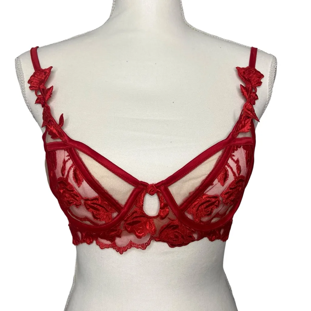 For Love and Lemons Romantic Roses Underwire Bra Size Small NWOT - Image 4