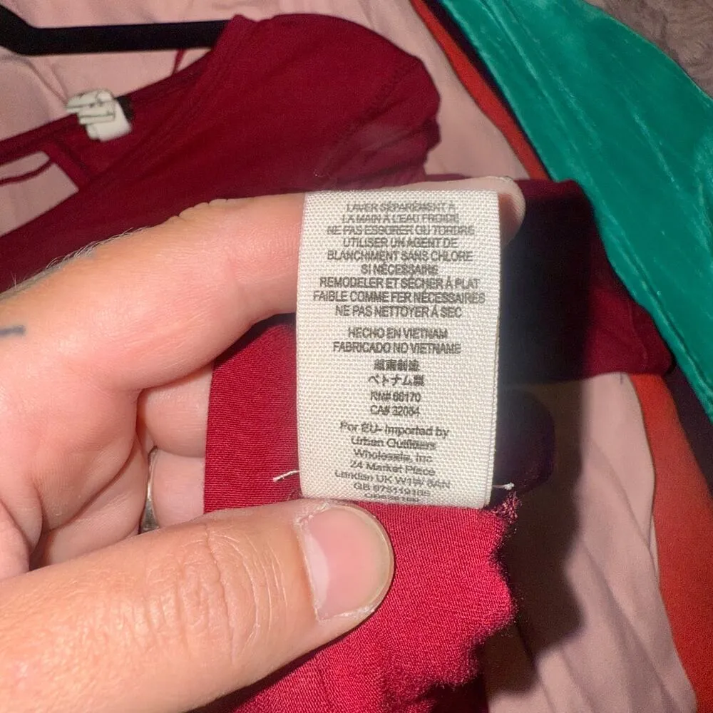 We The Free Free People Red Rayon Spandex Tunic Top, Open Back, Size P/S - Image 7