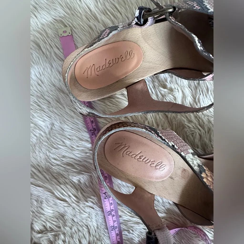 Madewell Johanna Crisscross Clog Sandal in Snake Skin Embossed Leather Size 6.5 Brown - Image 16