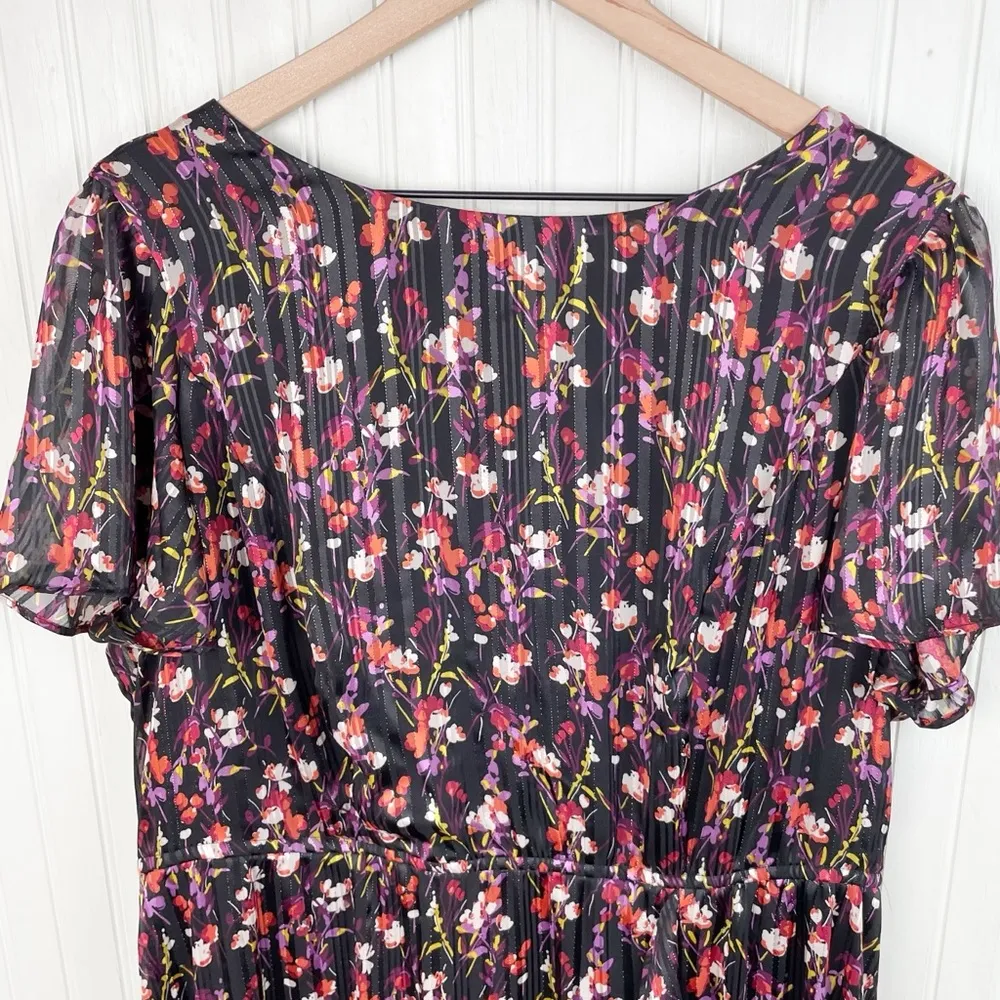 Lane Bryant Black Multicolor Floral Print High Neck Belted Maxi Dress Size 18 - Image 4