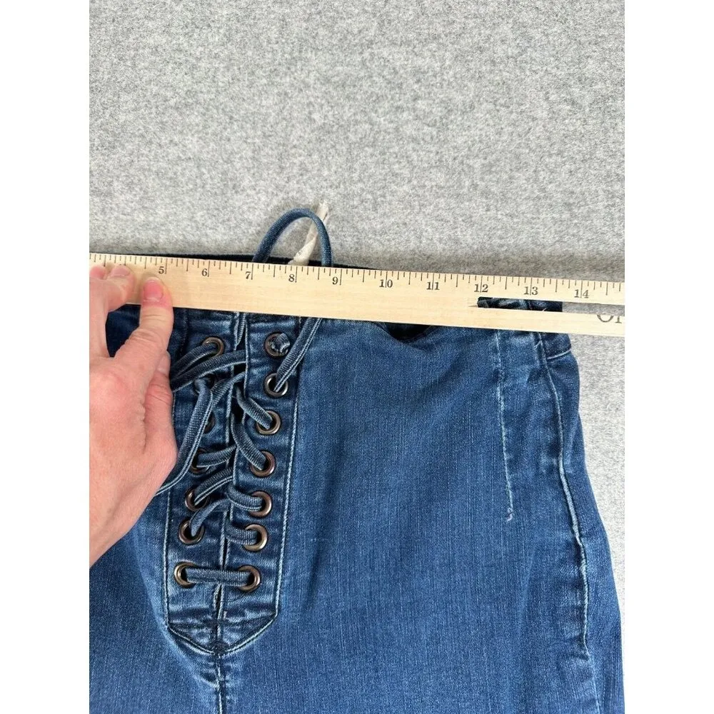 Free People Size 10 Womens Pants Jeans Blue Tie High Waist Hippie Boho Denim - Image 11
