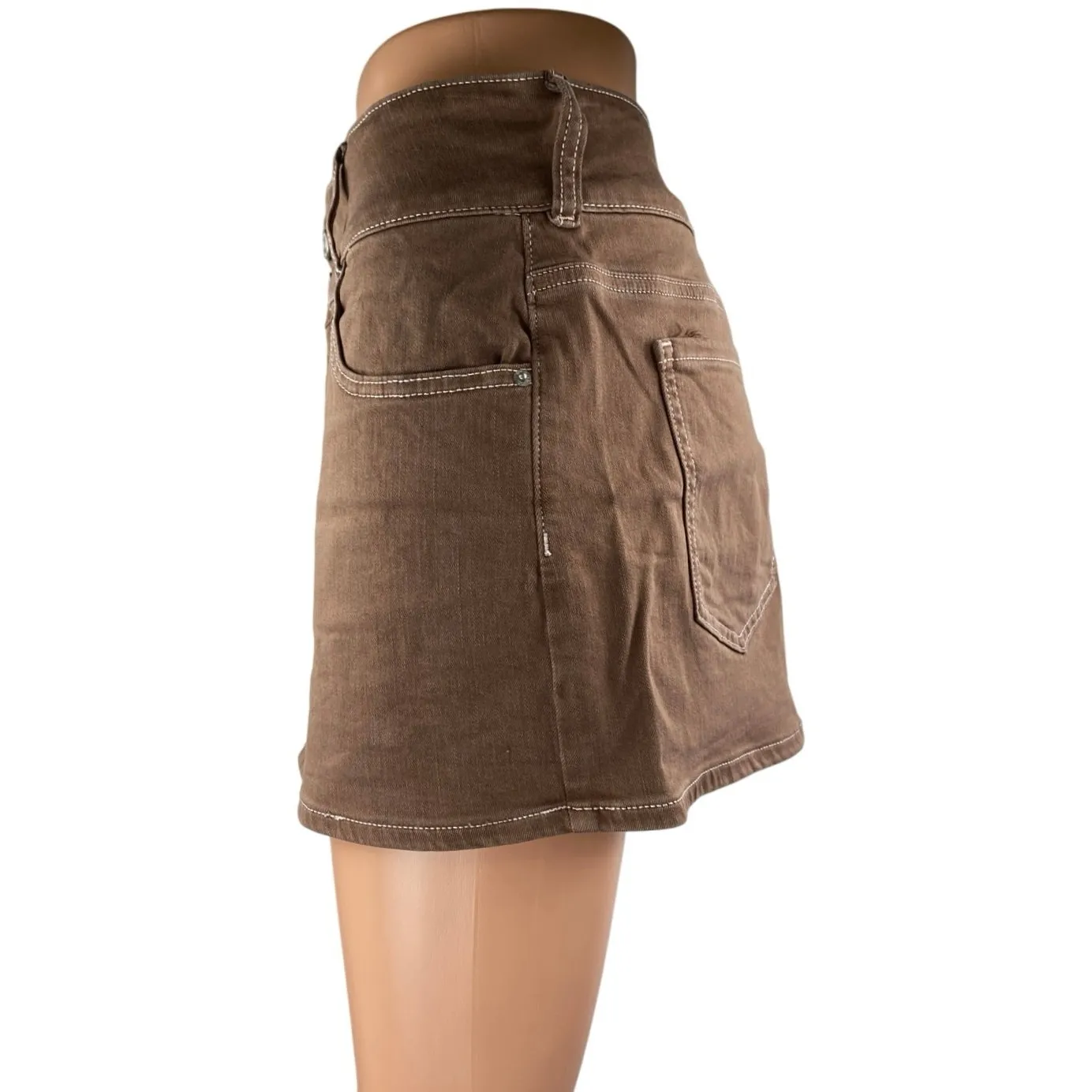Pacsun Women's Brown High Waisted Straight Pencil Denim Jean Skirt Size 29 - Image 2