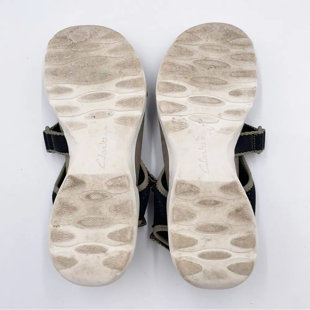 Clarks Women's Amanda Stroll Flat Sandal Black Moss Green Comfort Shoes Size 10 - Image 9