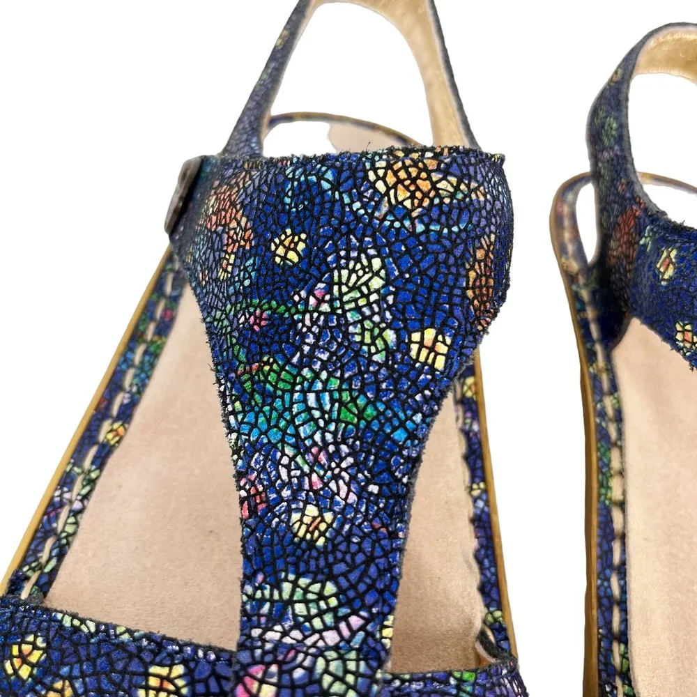 Alegria Kendra Wedge Sandals 37 7 Blue Birdland Print Mosaic - Image 13