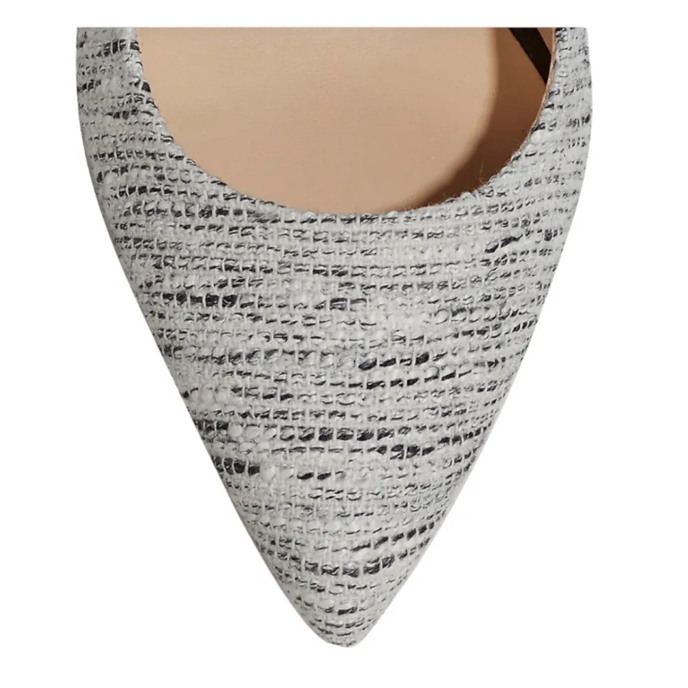 COPY - Karl Lagerfeld Addie Cream Tweed Block Heel Pointed Toe Pumps size 6.5 - Image 2