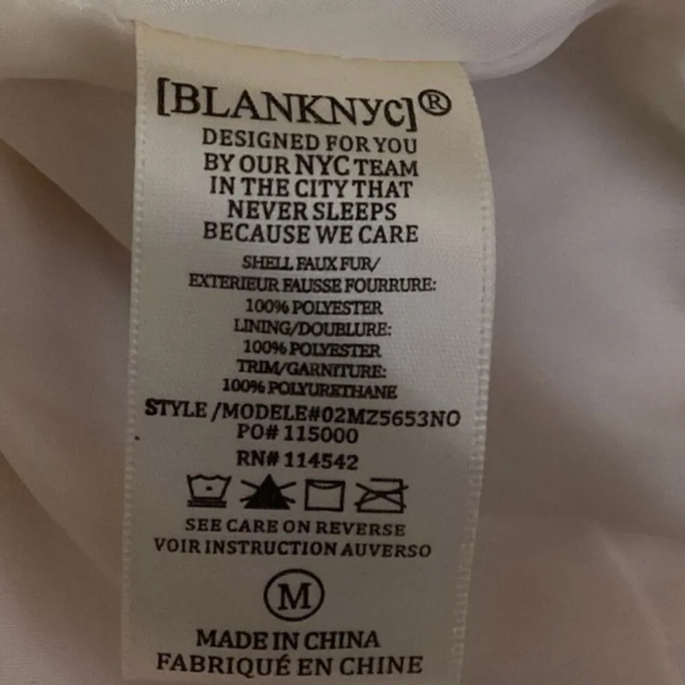 BlankNYC Cream Tan Full Zip Faux Leather Trim Teddy Fleece Sherpa Jacket Size M - Image 4