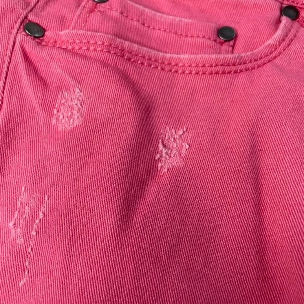 Faded Glory Stretch Mid Rise Short Shorts Pink Frayed Hem Distressed Size 14 u - Image 4