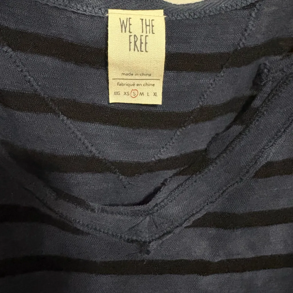 We The Free Navy and Black Striped V-Neck - Image 5