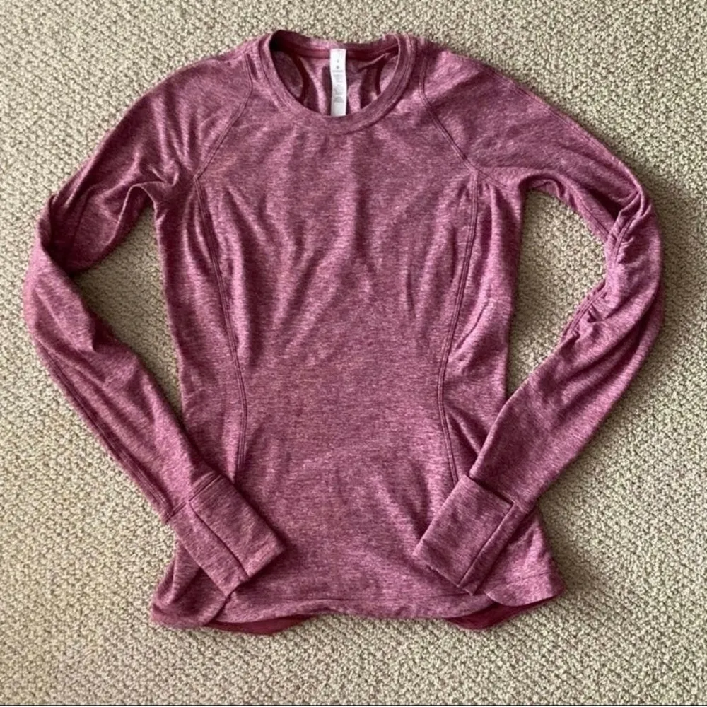 Lululemon Runderful Long Sleeve Shirt Heathered Misty Merlot Pink Sz 4 EUC $108 - Image 6